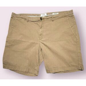 GOODFELLOW SHORTS‎ Mens 40 Khaki Flat Front Brown 7” inseam Linden Stretch